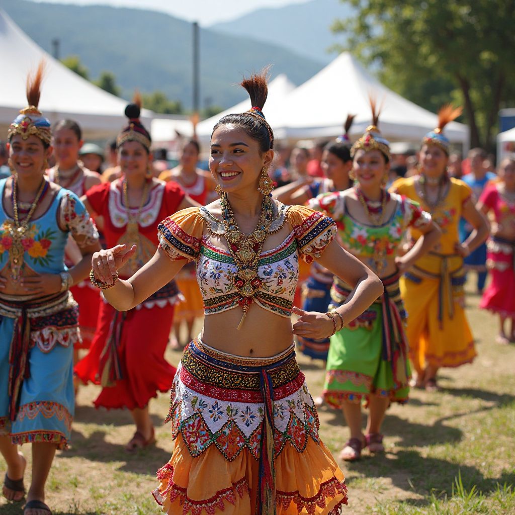 Colorful cultural festival with dancers
